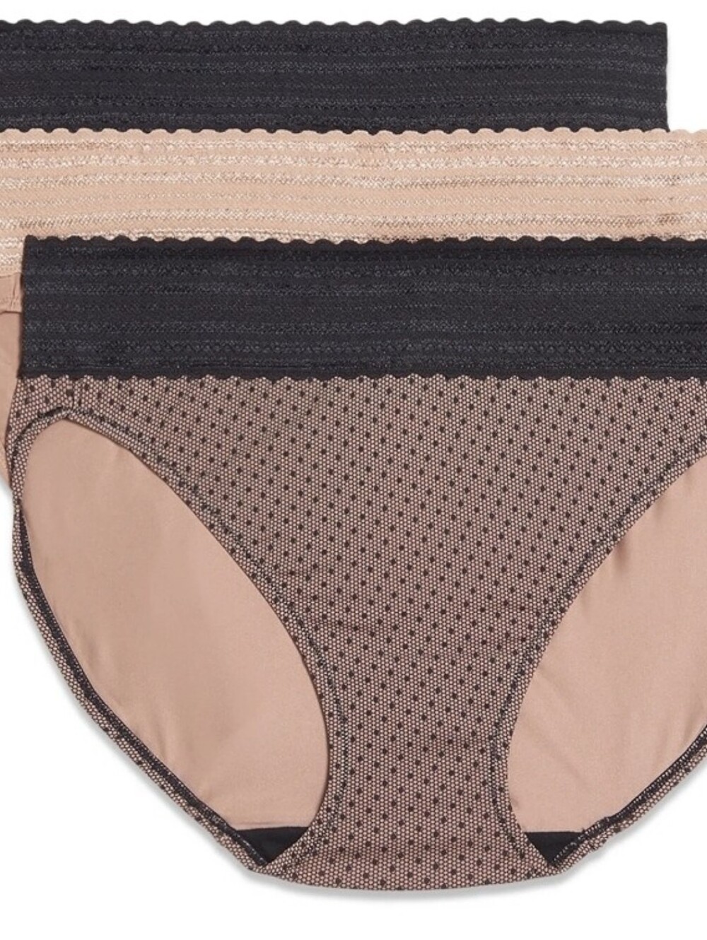 Warner's 3-Pack Microfiber Lace Briefs - Black & Beige & Taupe  T15